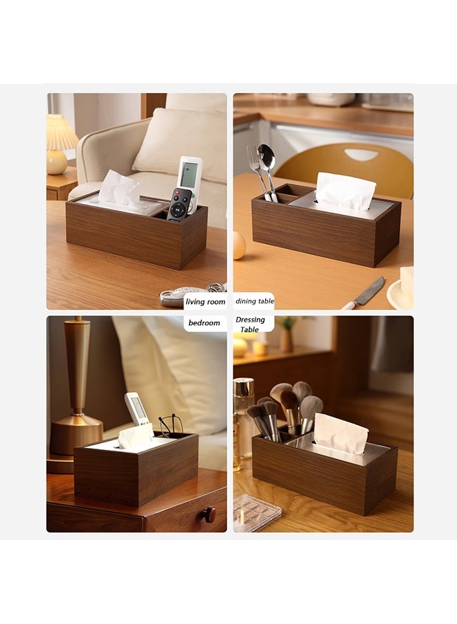 موندا صندوق مناديل أنيق خشبي لتخزين المناديل صندوق تخزين مناديل متكامل متعدد الوظائف صندوق مناديل عالي الجودة مناسب لغرفة المعيشة وغرفة النوم والمكتب رف تخزين سطح المكتب القياسي تصميم سعة مناسب للاستخدام اليومي - Image 5