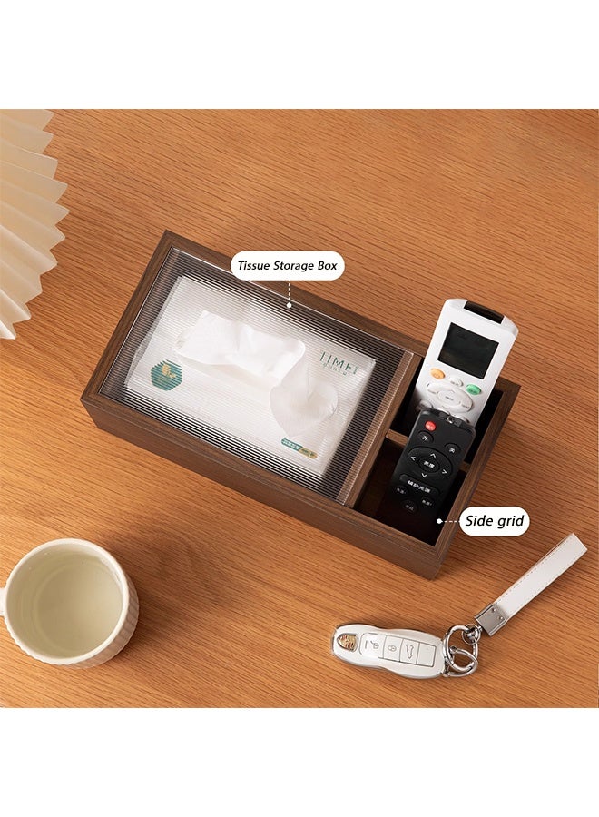 موندا صندوق مناديل أنيق خشبي لتخزين المناديل صندوق تخزين مناديل متكامل متعدد الوظائف صندوق مناديل عالي الجودة مناسب لغرفة المعيشة وغرفة النوم والمكتب رف تخزين سطح المكتب القياسي تصميم سعة مناسب للاستخدام اليومي - Image 3