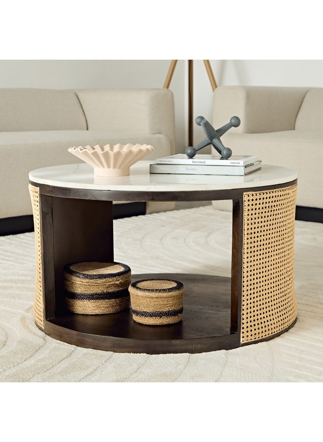 Home Box Rattan Bay Marble Top Coffee Table 80 x 45 x 80 cm  - Image 1