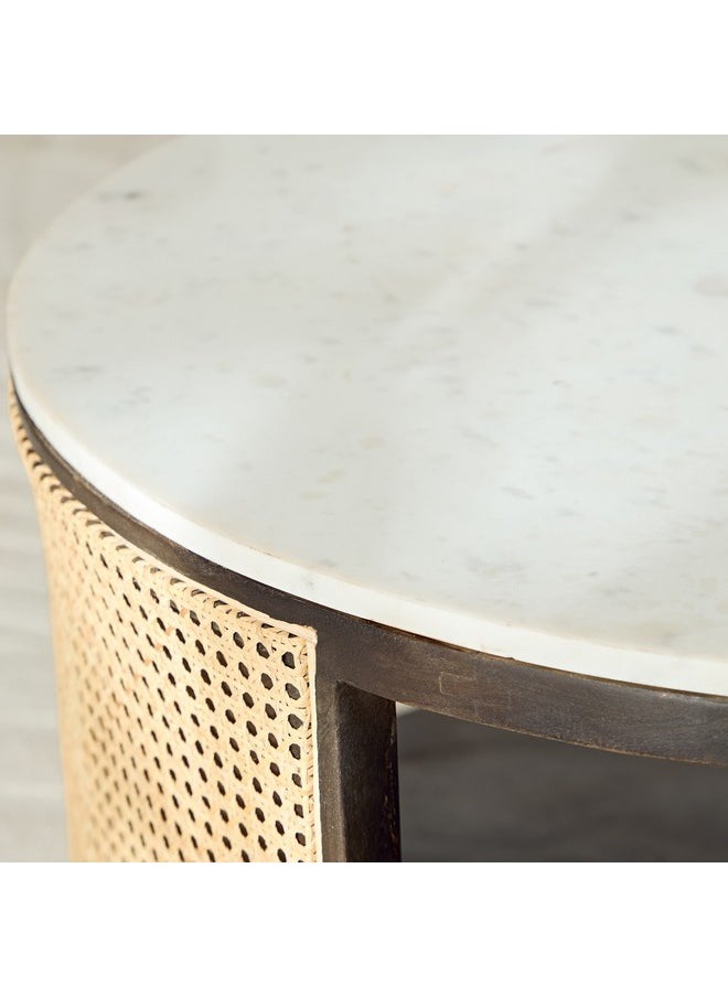 Home Box Rattan Bay Marble Top Coffee Table 80 x 45 x 80 cm  - Image 4