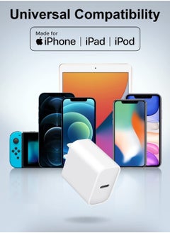 Generic كتلة شاحن iPhone السريع [عبوتان] محول شاحن حائط USB C PD بقوة 20 وات متوافق مع iPhone 14//14 Pro/14 Pro Max/14 Plus/13/12/11/Xs Max/XR/X/SE، iPad Pro/Mini، Galaxy، Google Pixel 5/4/3 والمزيد  - Image 2