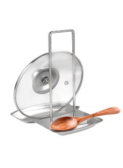 Excefore Lid and Spoon Rest, Pot Lid Holder Spoon Rest, Stainless Steel Utensils Pan Pot Cover Lid Rack Stand Organizer, Multifunctional Storage Soup Spoon Rests Rack Kitchen Decor Tool  - Image 1