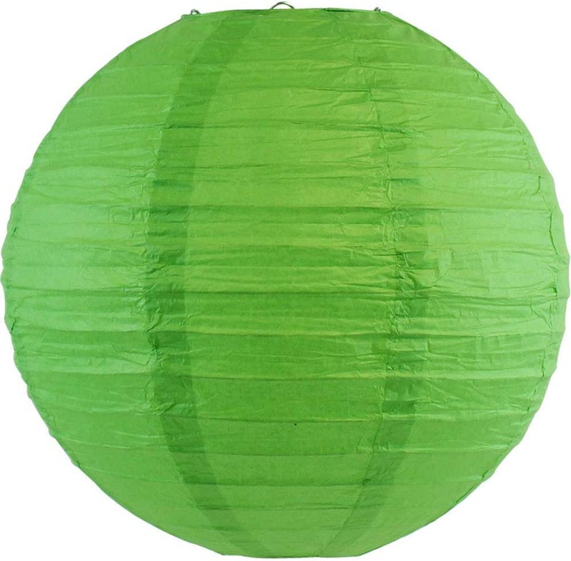 The Decor Affair The Decor Affair Round Chinese Japanese Paper Lantern Hanging Paper Lanterns Metal Frame for Home Lamps Party Event Decoration OutdoorIndoor Paper Lanterns Set of 5 10 Inch Dark Green  - Image 2
