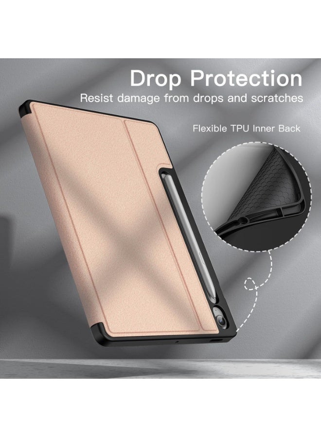 Galaxy Tab S10 Lite / S10 FE / S9 FE 10.9 Inch Slim Folio Protective Case with Pen Holder, Multi-Angle Viewing Case, Rose Gold - Image 3