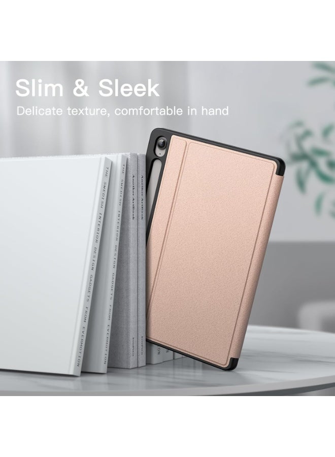 Galaxy Tab S10 Lite / S10 FE / S9 FE 10.9 Inch Slim Folio Protective Case with Pen Holder, Multi-Angle Viewing Case, Rose Gold - Image 4