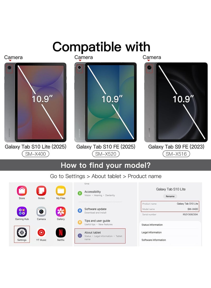 Galaxy Tab S10 Lite / S10 FE / S9 FE 10.9 Inch Slim Folio Protective Case with Pen Holder, Multi-Angle Viewing Case, Rose Gold - Image 5