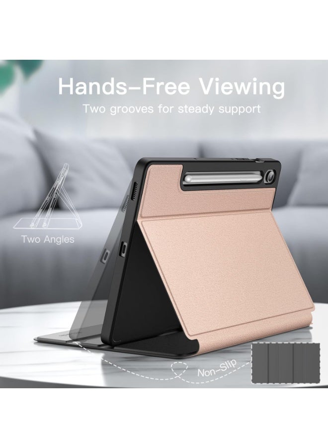 Galaxy Tab S10 Lite / S10 FE / S9 FE 10.9 Inch Slim Folio Protective Case with Pen Holder, Multi-Angle Viewing Case, Rose Gold - Image 2