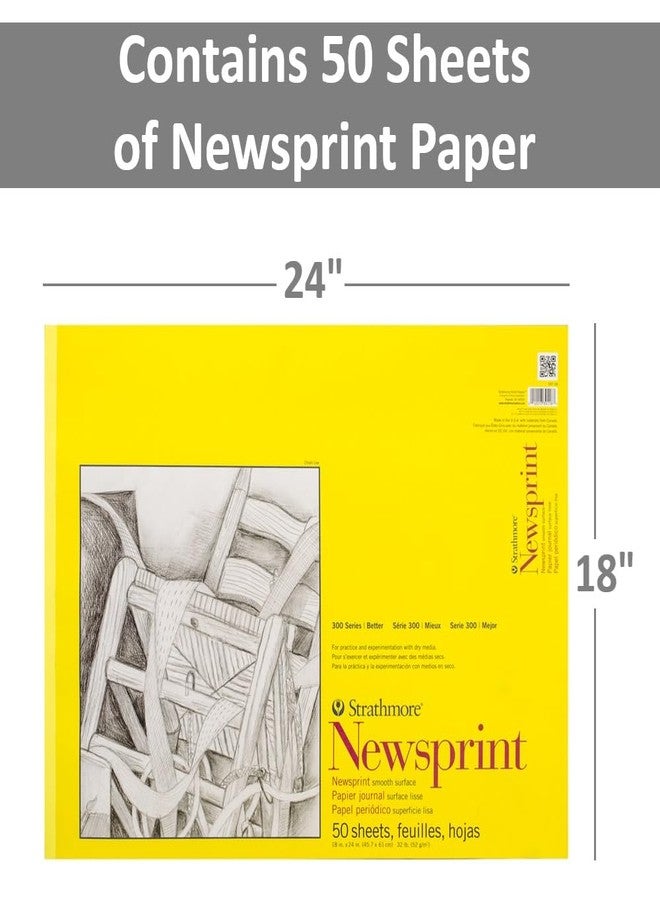 Strathmore 307018 32-Pound 50-Sheet Strathmore Smooth Newsprint Paper Pad, 18 by 24-Inch - Image 2