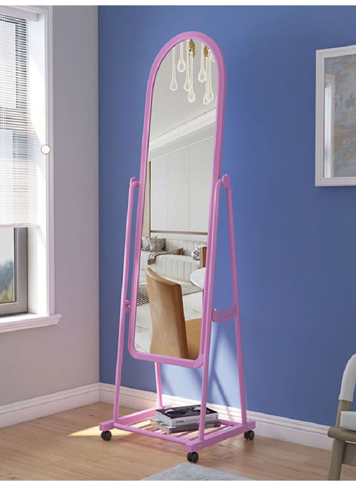 مرآة بطول كامل، 160x31 سم، مرآة أرضية مع عجلات، مرآة كبيرة قائمة بذاتها لغرفة النوم، مرآة كاملة الجسم مع حامل لغرفة المعيشة وغرفة النوم - Image 1