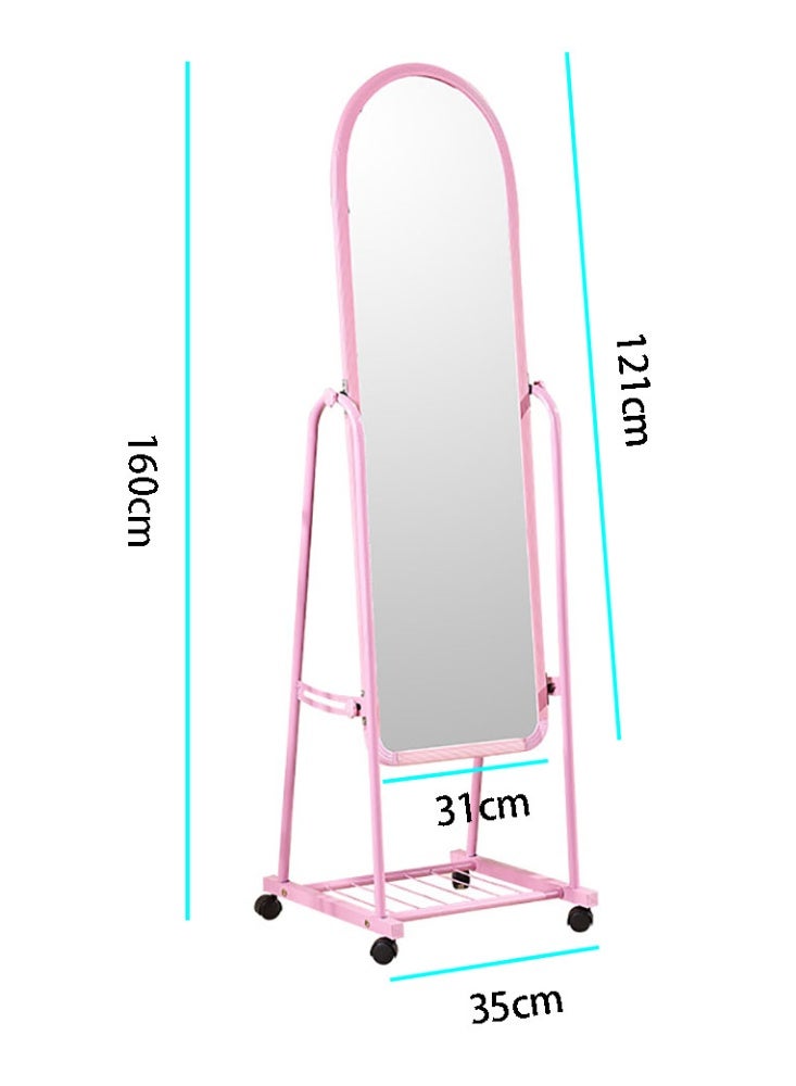 مرآة بطول كامل، 160x31 سم، مرآة أرضية مع عجلات، مرآة كبيرة قائمة بذاتها لغرفة النوم، مرآة كاملة الجسم مع حامل لغرفة المعيشة وغرفة النوم - Image 2