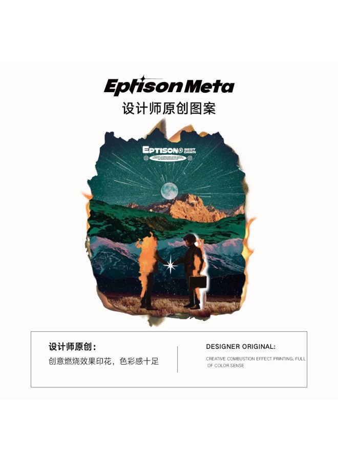 EPTISON creative Burning Mountain Print Unisex Commuter T-shirt - 100% Cotton Casual Top For Men & Women - Image 3