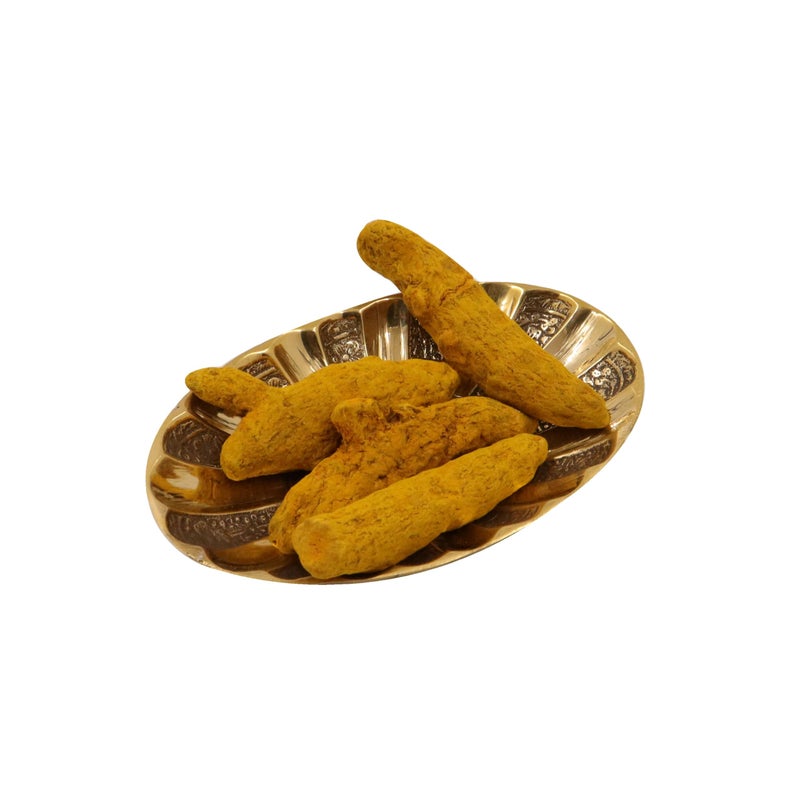 Putrika Traditional Brass Utensil Oval Snack Tray|Dessert Plate|Small Snack Tray|Oval Plate|Embossed Tray Plate|Serving Plate|Dinnerware|Tableware- Engraved Oval Tray (Medium) - Image 1
