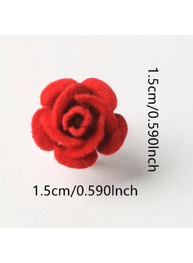 Goolsky 10 قطع حلية شعر وردية حمراء، دبوس زهور فلوقينغ لتضفير الشعر، حلية شعر حلوة للنساء - Image 4