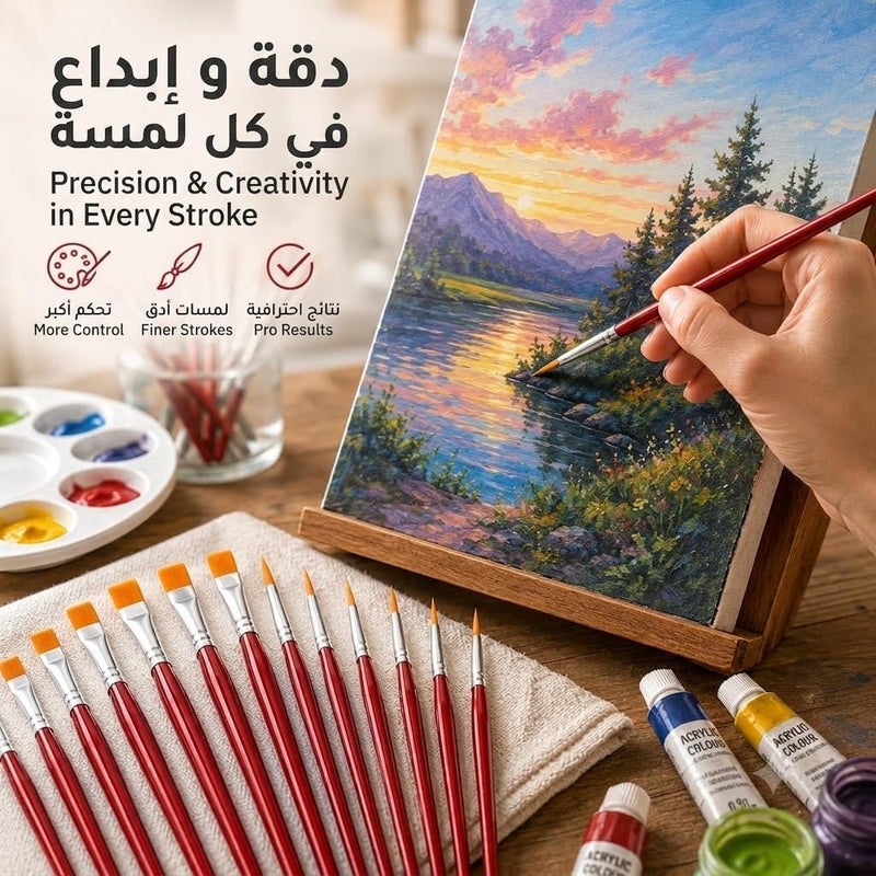 Watercolor & Oil Paint Brushes - 12 Brushes, Different Sizes - Image 3