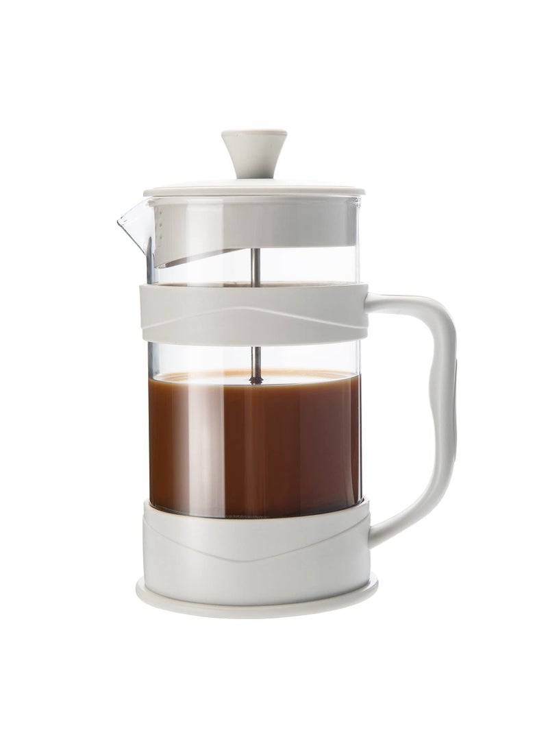 Y&D SYOSI French Press Coffee/Tea Maker, Camping Mini of 304 Stainless Steel Filter and Heat Resistant Glass, Cold Brew Coffee Maker 12OZ for Travel Home Gift(White)  - Image 1