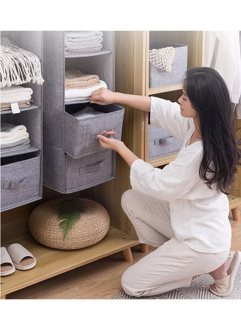 Swift 4-Shelf Hanging Closet Organizer with 1-Drawer Divider Space Saver Foldable for Clothes Shoes, Grey 80x27x22cm  - Image 3
