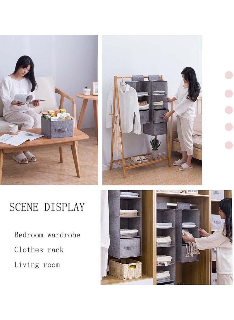 Swift 4-Shelf Hanging Closet Organizer with 1-Drawer Divider Space Saver Foldable for Clothes Shoes, Grey 80x27x22cm  - Image 4
