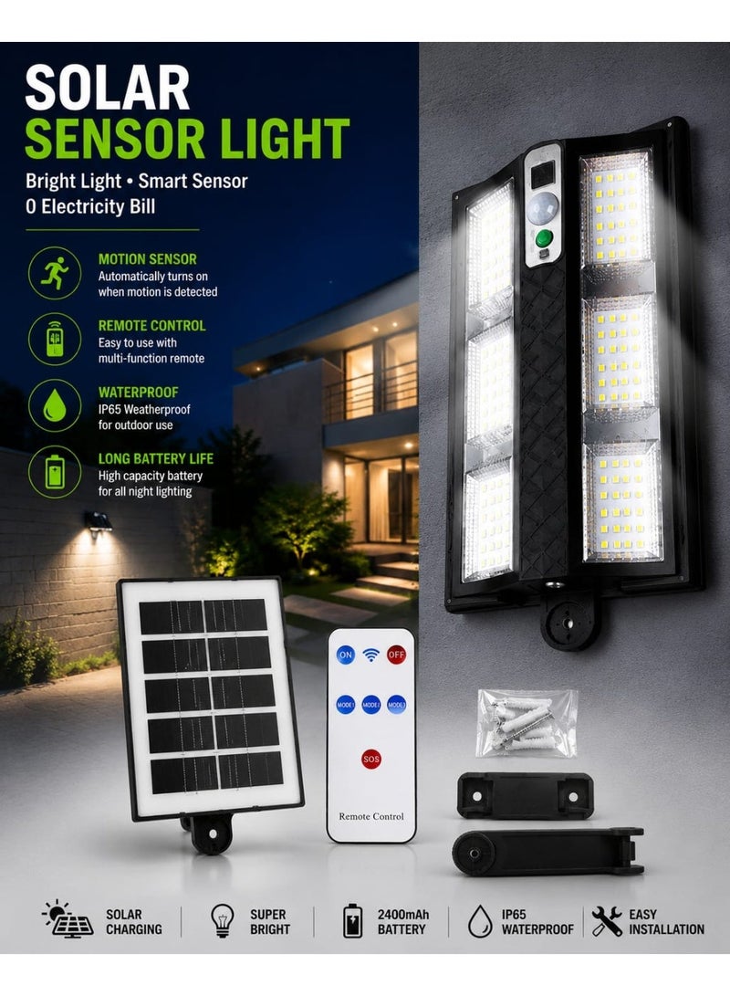 "Solar Light –  Waterproof Outdoor Street Lamp with Remote Control, Motion Sensor & Energy-Saving LED for Home & Garden" White - Image 1