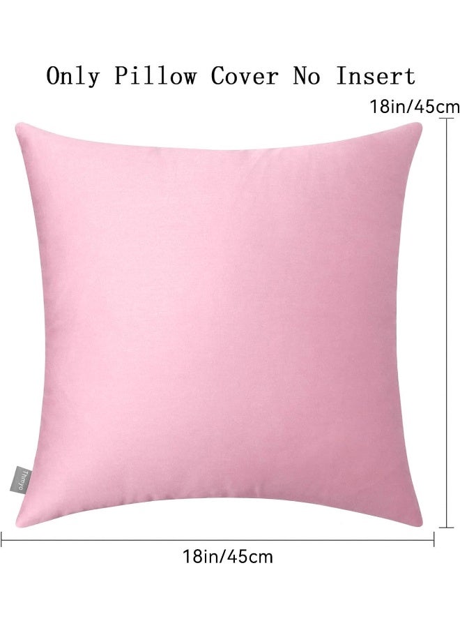 Thmyo 4Pack 100 Cotton Comfortable Solid Decorative Throw Pillow Case Square Cushion Cover Pillowcases Sublimation Blank Valentines Day DIY Pillow Covers for Sofa Bed18x18 inch 45x45cmPink - Image 3
