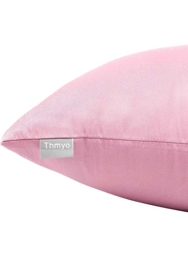 Thmyo 4Pack 100 Cotton Comfortable Solid Decorative Throw Pillow Case Square Cushion Cover Pillowcases Sublimation Blank Valentines Day DIY Pillow Covers for Sofa Bed18x18 inch 45x45cmPink - Image 4