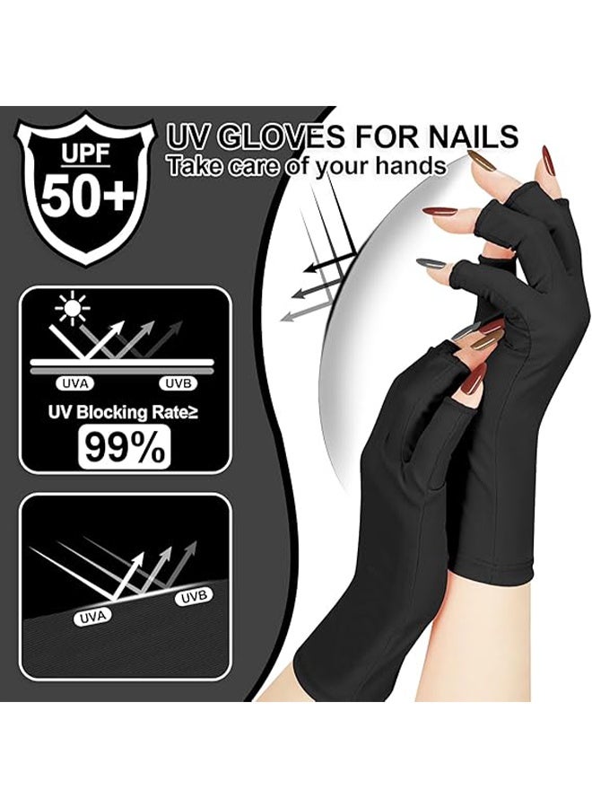 قفازات الأشعة فوق البنفسجية للسيدات لمصباح الأظافر جل احترافية upf50+ قفازات حماية الأشعة فوق البنفسجية للتجول في قفازات حماية شمس الصيف - Image 2