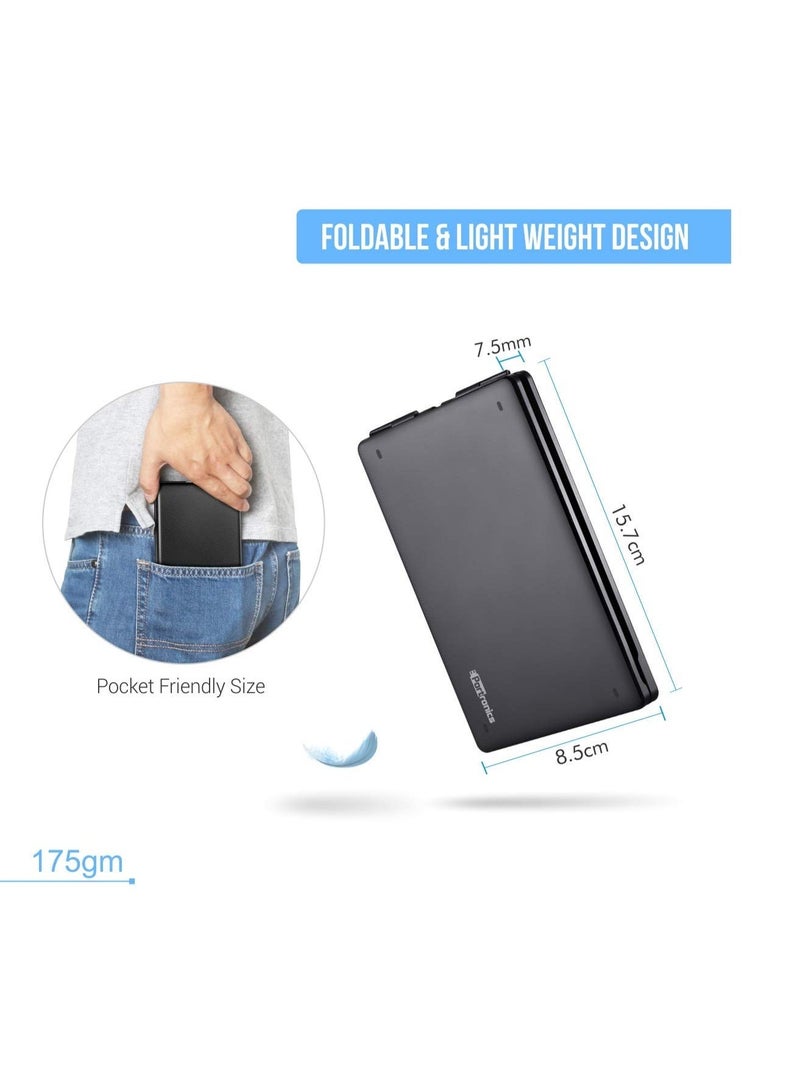 Bluetooth Foldable Wireless Keyboard with Holder Portable Rechargeable Full Size Keyboard (Sync Up to 3 Devices), Ultra-Slim Travel Folding Keyboard for Android, Windows, iOS - Image 3