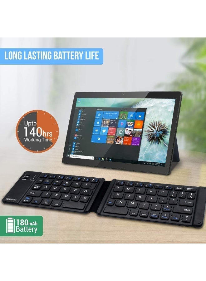 Bluetooth Foldable Wireless Keyboard with Holder Portable Rechargeable Full Size Keyboard (Sync Up to 3 Devices), Ultra-Slim Travel Folding Keyboard for Android, Windows, iOS - Image 5