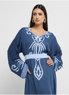 hayas closet Crew Neck Printed Abaya  - Image 3