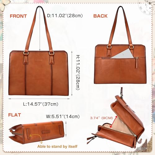 Banuce Full Grain Italian Leather Briefcase for Women Tote Purses and Handbags Shoulder Bag for Business Travel Work Stylish Vintage Brown - Image 5