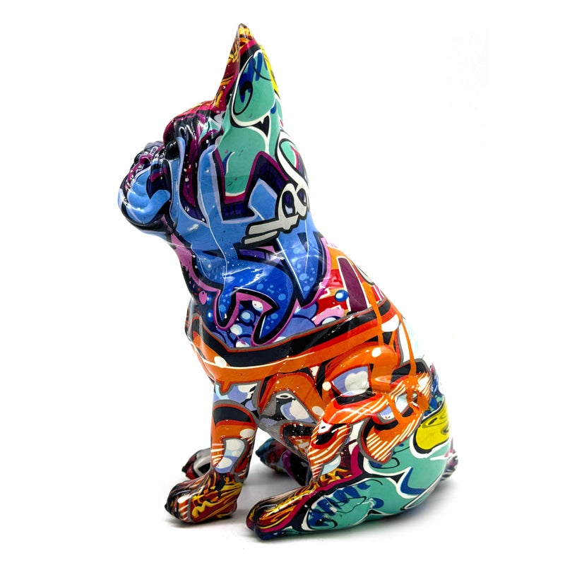 FUNSXBUG Colorful Art French Bulldog Statue Dog Figurines Sculpture Collectibles Home Office Desktop Decor Outdoor Garden Display Decoration Resin (Colour 1) - Image 3