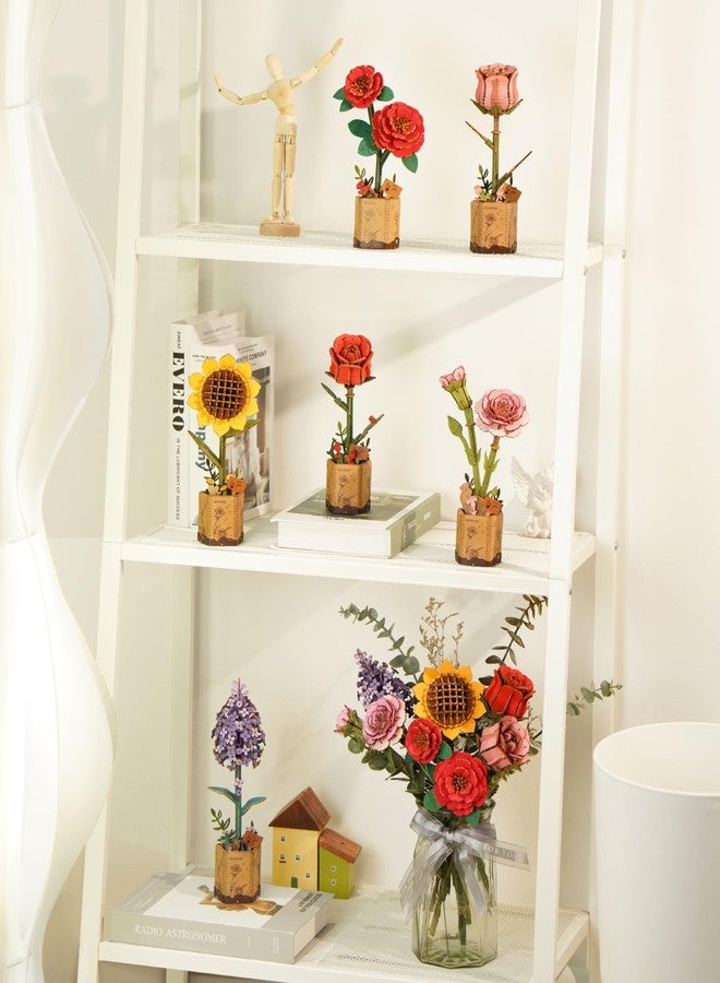 رو وود ألغاز رووود ثلاثية الأبعاد للكبار، مجموعة صنع زهور اصطناعية خشبية، مجموعة ألعاب بناء نباتية يمكنك صنعها بنفسك، هدية مثالية لعيد الأم/عيد الحب/عيد الشكر/عيد الميلاد/عيد الميلاد - لون أرجواني - Image 5