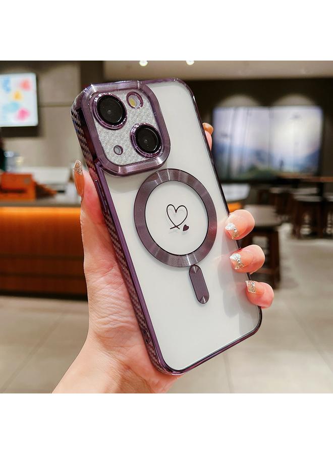 اس-توب جراب لهاتف iPhone 14 Plus Loves مصنوع من ألياف الكربون مطلي بطبقة شفافة من Magsafe TPU - Image 1