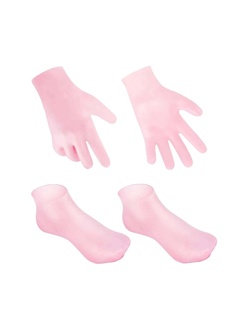 Rightsure Silicone Moisturizing Gloves and Socks Set Gel Gloves and Socks Callus Remover Socks Foot Care Socks for Moisturizing Soften Dry Rough and Cracked Hands Feet  - Image 1