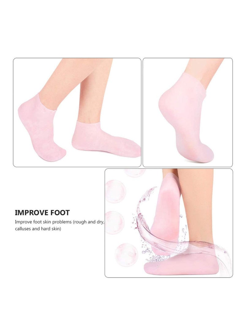 Rightsure Silicone Moisturizing Gloves and Socks Set Gel Gloves and Socks Callus Remover Socks Foot Care Socks for Moisturizing Soften Dry Rough and Cracked Hands Feet  - Image 5