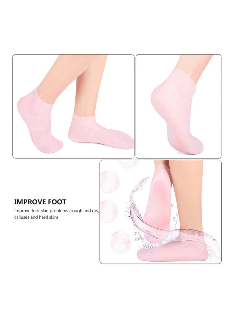 أرابايت طقم مكون من قطعتين من قفازات وجوارب مرطبة من السيليكون، قفازات وجوارب جل، جوارب لإزالة الجلد الميت، عناية بالقدمين لترطيبها وتنعيم اليدين والقدمين الجافتين والخشنتين والمتشققتين - Image 5