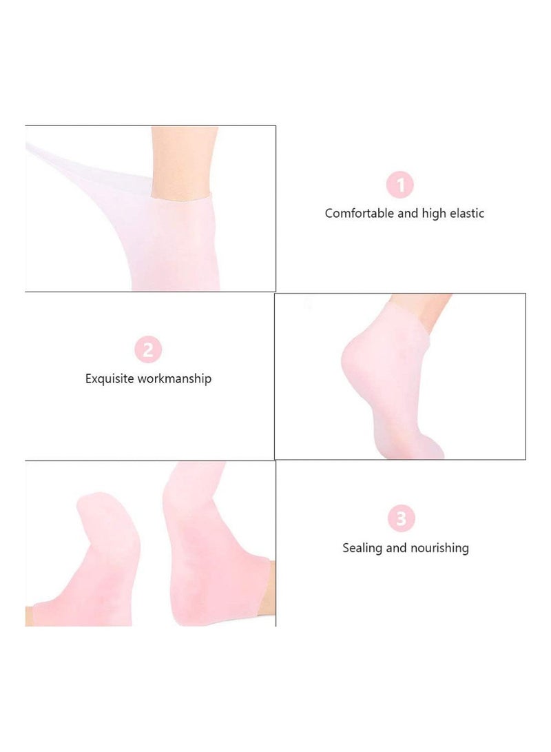 أرابايت طقم مكون من قطعتين من قفازات وجوارب مرطبة من السيليكون، قفازات وجوارب جل، جوارب لإزالة الجلد الميت، عناية بالقدمين لترطيبها وتنعيم اليدين والقدمين الجافتين والخشنتين والمتشققتين - Image 4