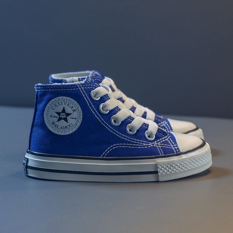 Children'S Canvas Shoes High Top Klein Blue Girls' Casual Shoes Boys' Sneakers Baby Cloth Shoes K-Style - Image 4