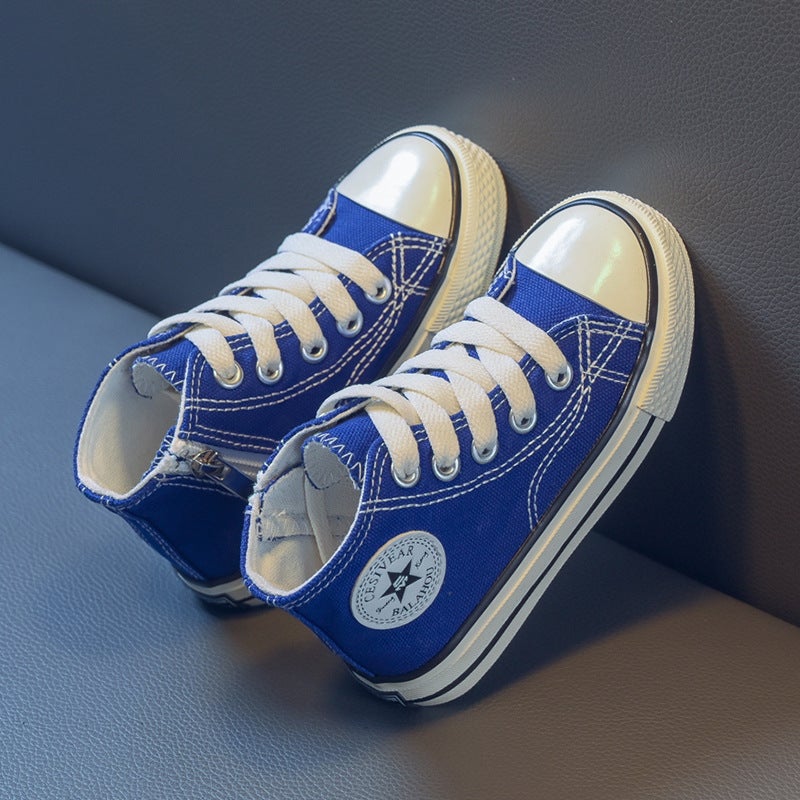 Children'S Canvas Shoes High Top Klein Blue Girls' Casual Shoes Boys' Sneakers Baby Cloth Shoes K-Style - Image 5