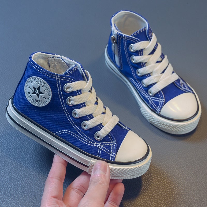Children'S Canvas Shoes High Top Klein Blue Girls' Casual Shoes Boys' Sneakers Baby Cloth Shoes K-Style - Image 3