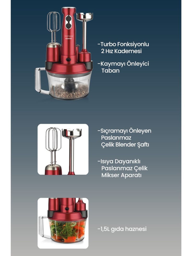 Goldmaster GM-7239VK Elenamax Vişne Kırmızı Mutfak Robotu - Image 2