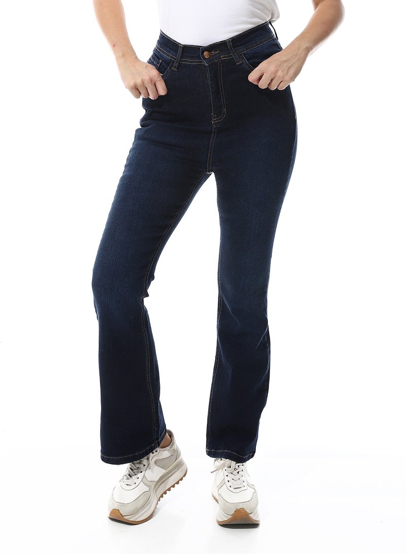 Andora Denim Flare Leg Casual Jeans_Navy Blue - Image 1