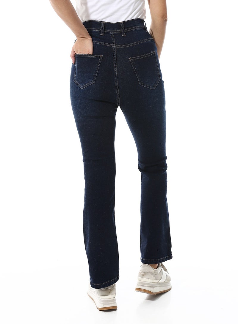 Andora Denim Flare Leg Casual Jeans_Navy Blue - Image 3
