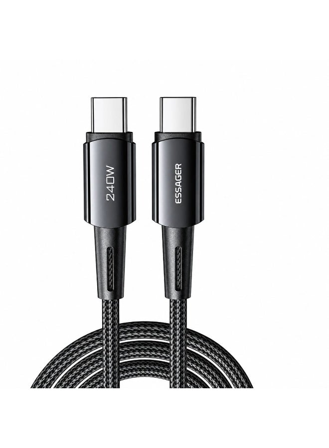 Essager 240W Fast Charging Cable, a USB C to USB C cord with PD 3.1 technology for fast charging of laptops, MacBook Pro/Air, iPad Pro, and all phones that support PD. The cable length is 1 meters - Image 1