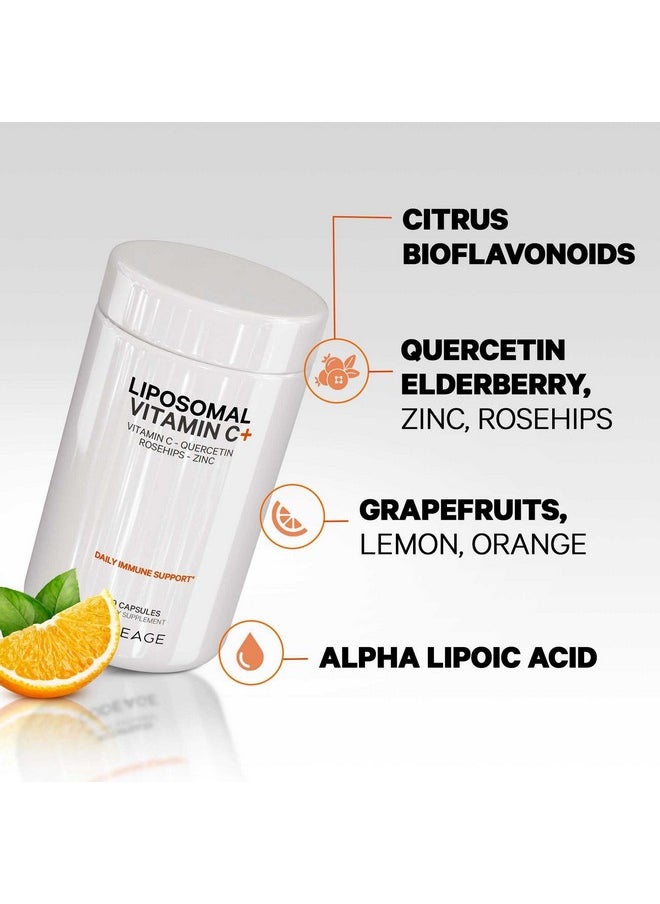 Codeage Codeage Liposomal Vitamin C 1500mg with Zinc, Elderberry, Citrus Bioflavonoids Grapefruit, Lemon, Orange Powder, Quercetin & Rose HIPS Fruit - Vegan Supplement - Non-GMO, Vegan Pills, 180 Capsules  - Image 5