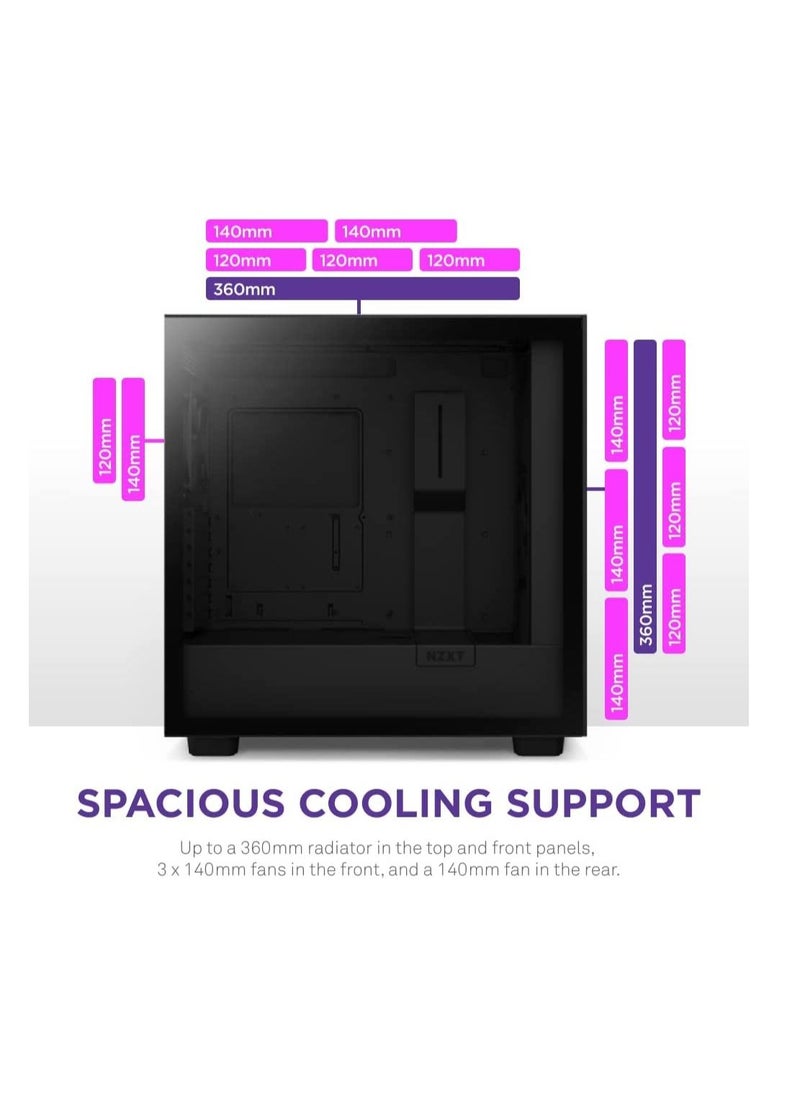 NZXT - NZXT H Series H7 (2023) Flow RGB Edition ATX Mid Tower Chassis Black - CM-H71FB-R1 - Image 1