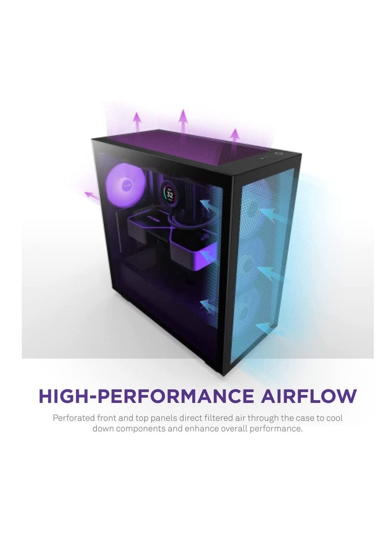 NZXT - NZXT H Series H7 (2023) Flow RGB Edition ATX Mid Tower Chassis Black - CM-H71FB-R1 - Image 1