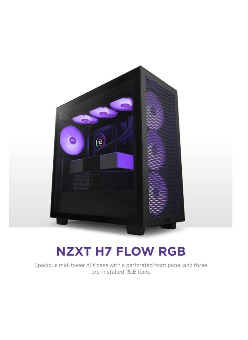 NZXT - NZXT H Series H7 (2023) Flow RGB Edition ATX Mid Tower Chassis Black - CM-H71FB-R1 - Image 1