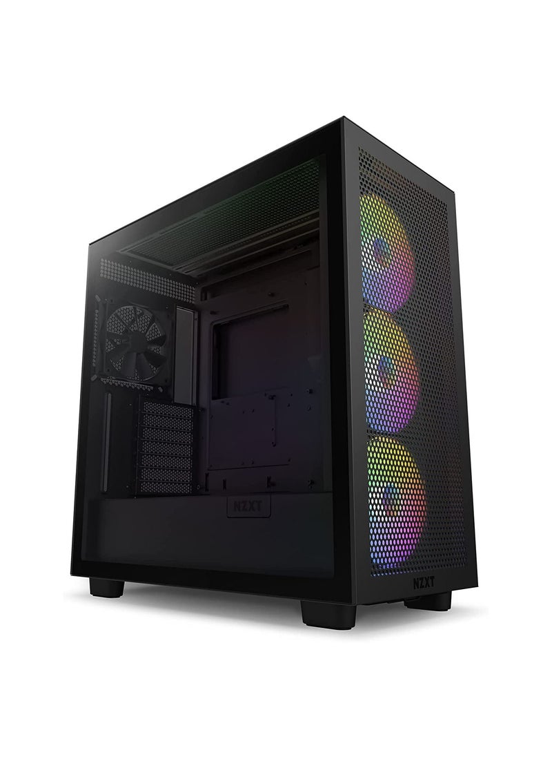 NZXT - NZXT H Series H7 (2023) Flow RGB Edition ATX Mid Tower Chassis Black - CM-H71FB-R1 - Image 1