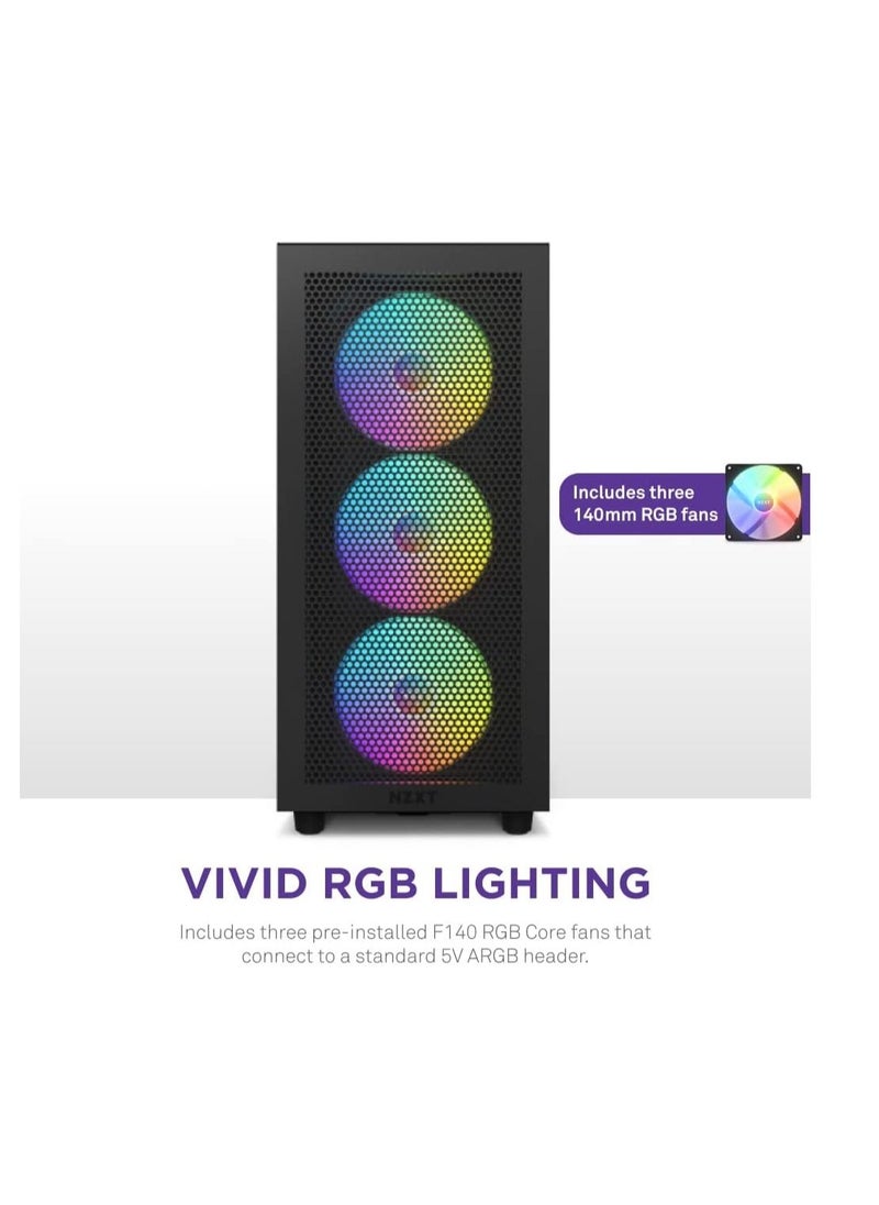 NZXT - NZXT H Series H7 (2023) Flow RGB Edition ATX Mid Tower Chassis Black - CM-H71FB-R1 - Image 1