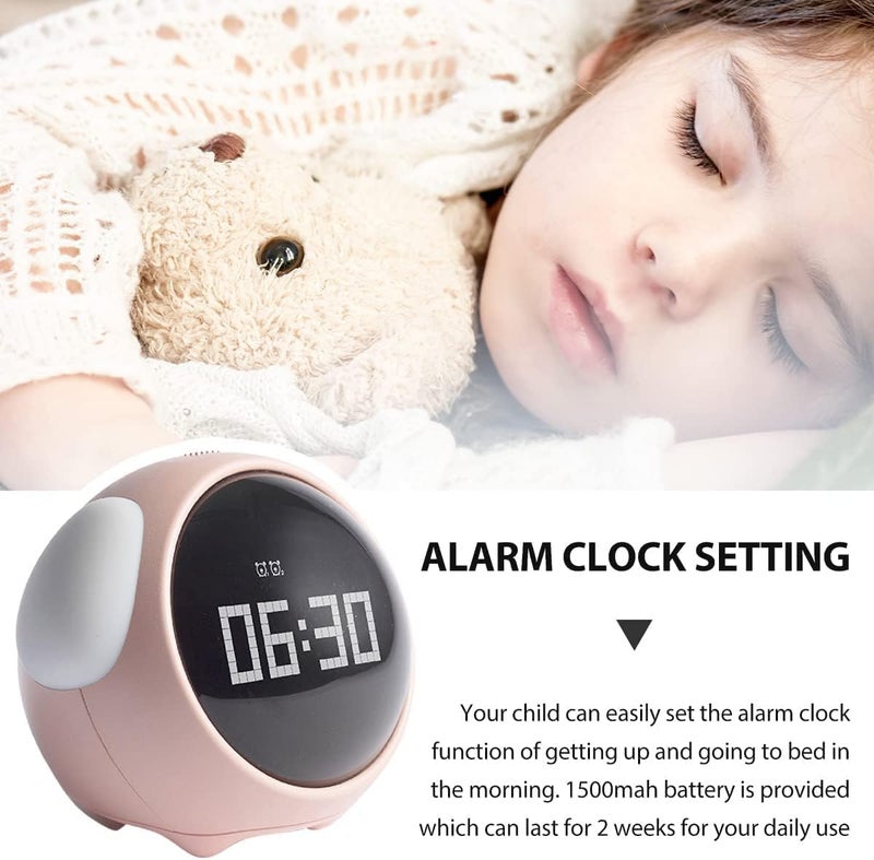 Desidiya® Alarm Clock, Alarm Clock for Students, Digital Clock, Emoji Clock with Dual Alarm & Adjustable Brightness, Snooze Function & Temperature - Pink - Image 2